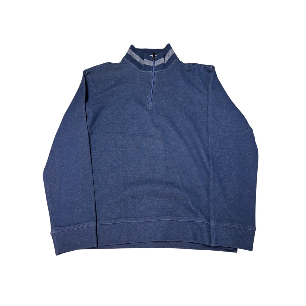 Southern Pines Mens Blue Quarter Zip Pullover‎ Sweater M Medium Cotton Blend